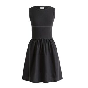 NEW J. CREW Factory Knit mixy mini dress black ribbed tank poplin skirt size XXS